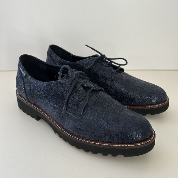Mephisto Sabatina Patent Leather Oxford Lace Up Derby Shoes Womens Sz 9 Blue - Picture 1 of 11
